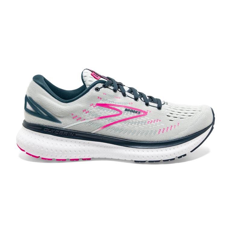 Brooks Glycerin 19 Women's Road Running Shoes - Ice Flow/Navy/Pink/grey (49720-FYGB)